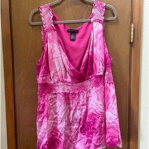 Pink silk swirl tie dye cami INC International Concepts plus size 20 Barbiecore